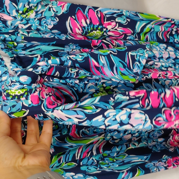 Lilly Pulitzer Calla Off the Shoulder Jumpsuit High Tide Pineapple XXS - Picture 2 of 9